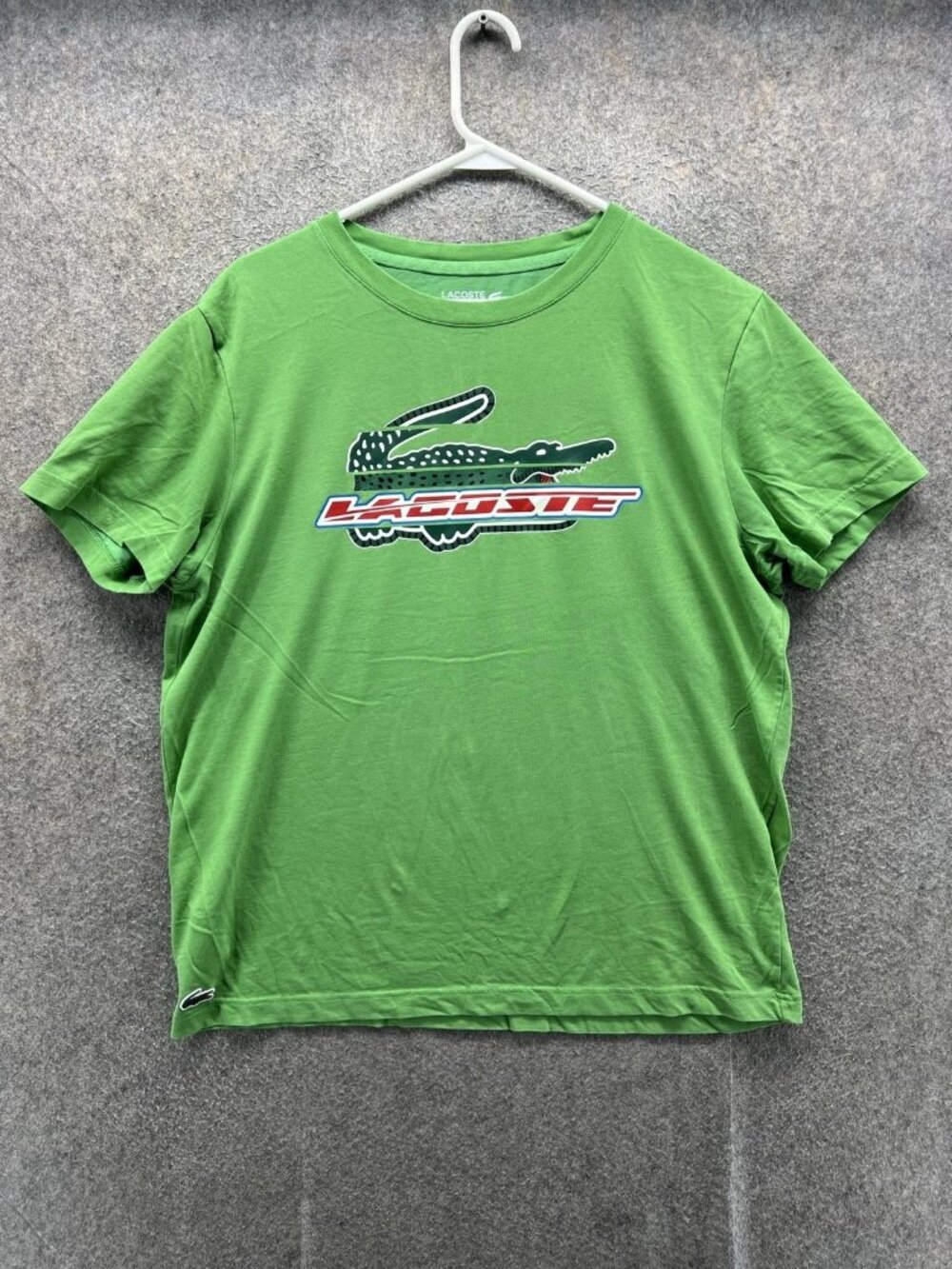 Lacoste Sport Shirt Mens Large Green Crocodile Graphic Tee Crewneck Logo